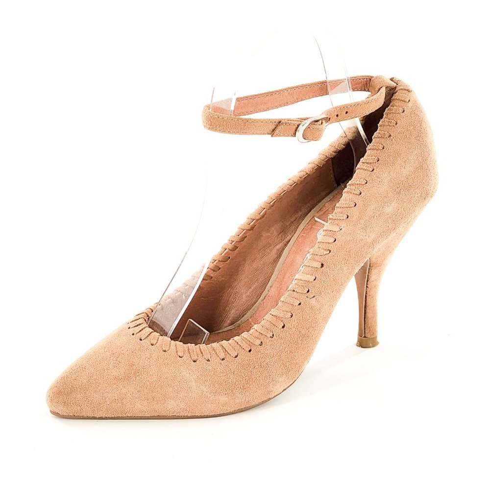 JEFFREY CAMPBELL Whipped Ankle Strap Handmade Suede Pumps